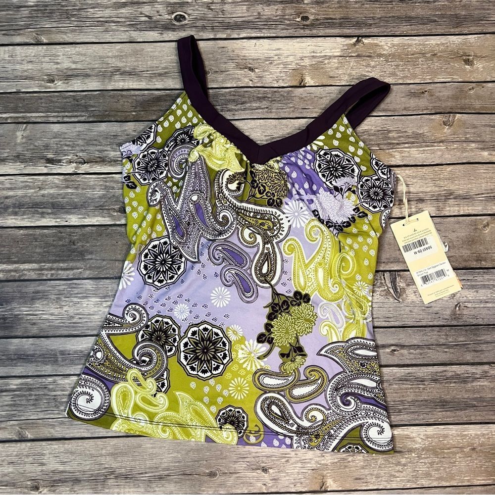 NWT Prana Dark Eggplant Garden Shiloh Top, Size Medium